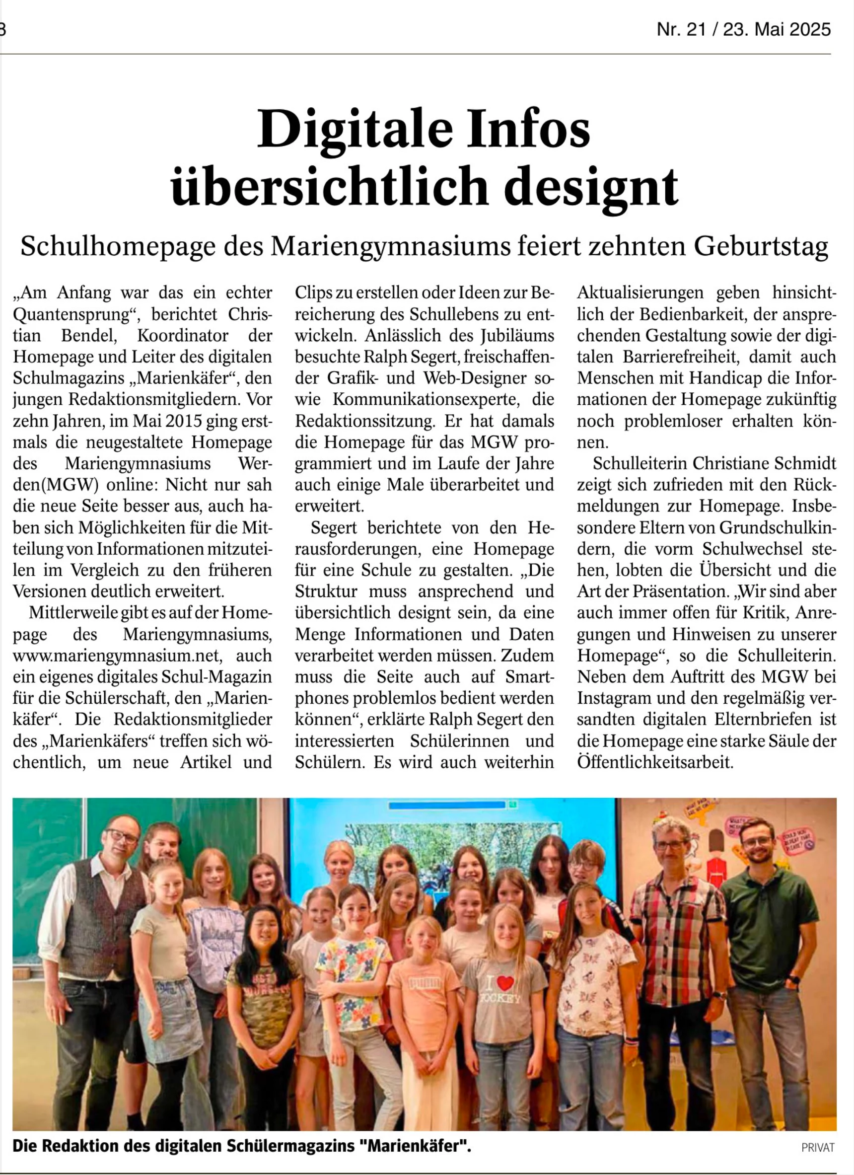Website für ein Gymnasium in Essen: “Starke Säule der Öffentlichkeitsarbeit”